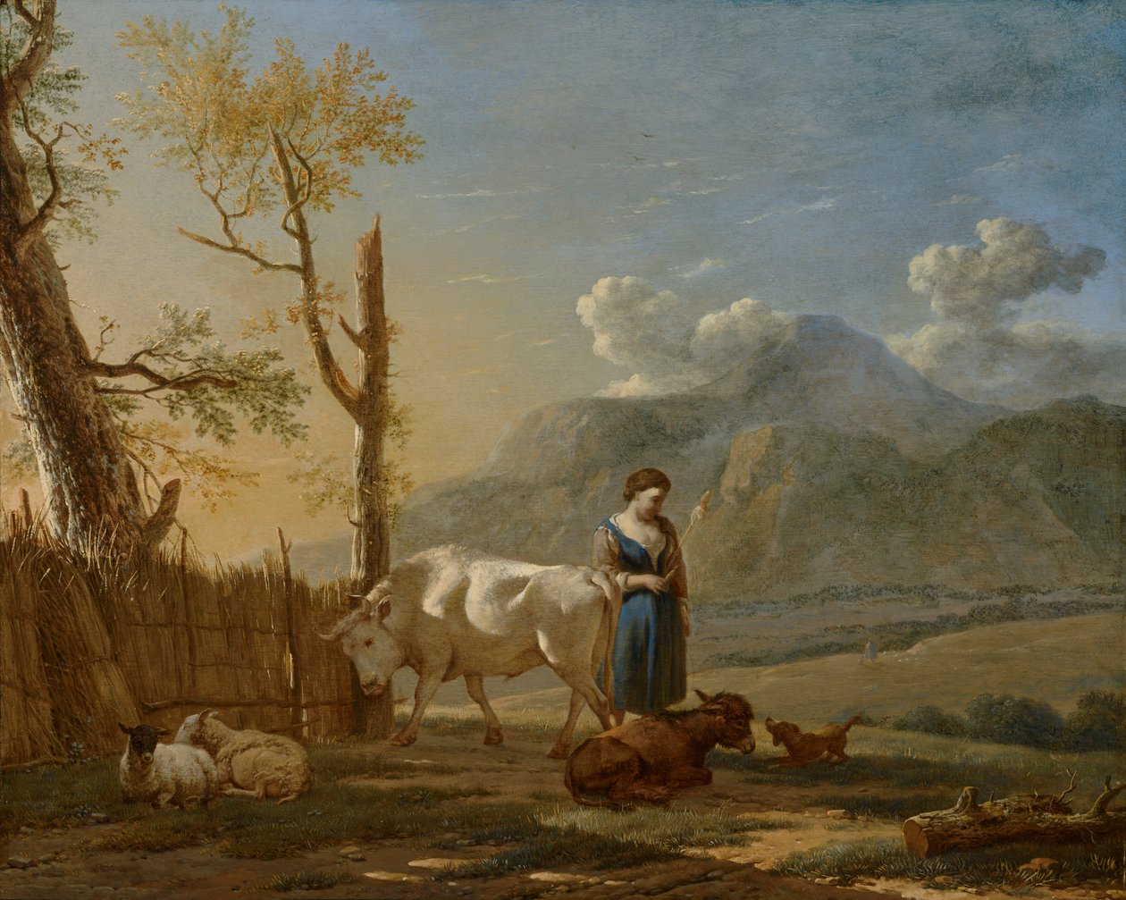 Landskap med en herdinna av Karel Dujardin