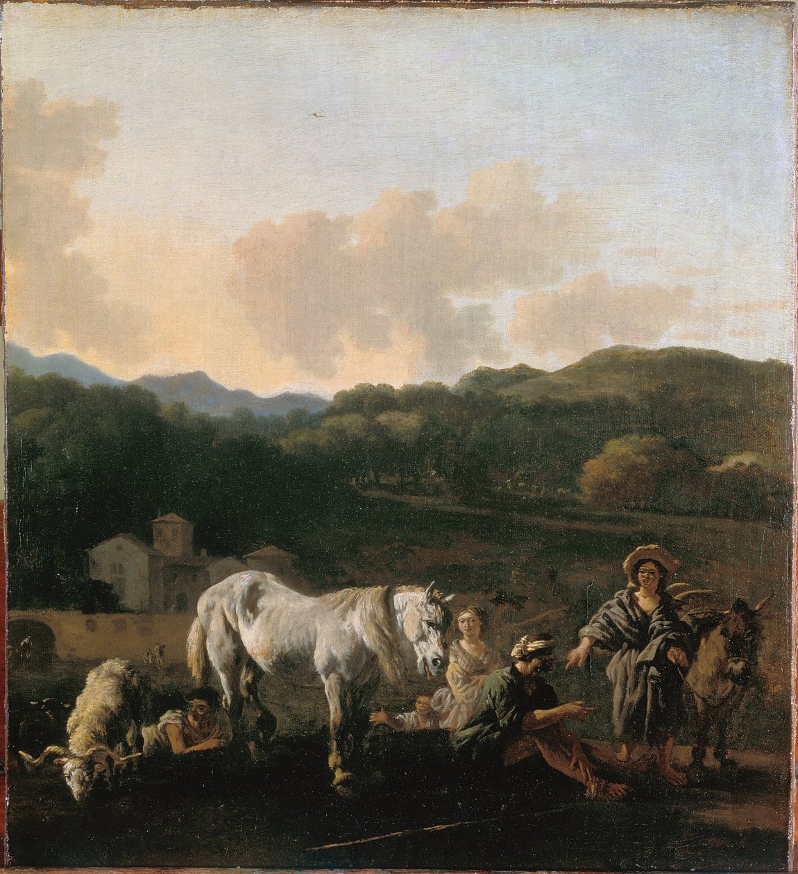Bönder och en vit häst av Karel Dujardin