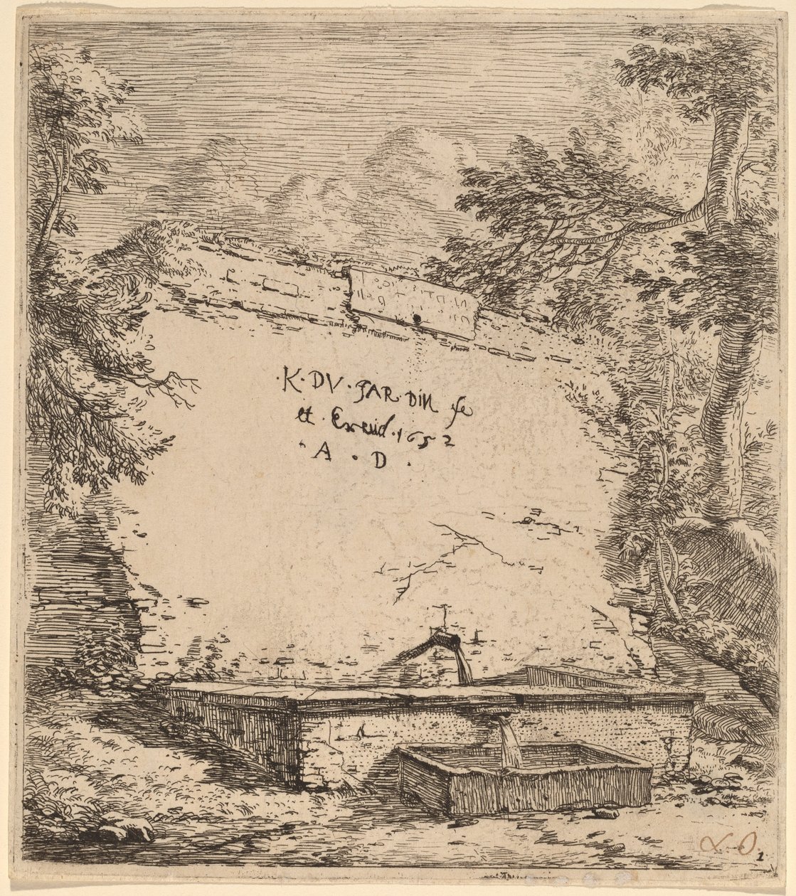 Titelsida med fontän av Karel Dujardin