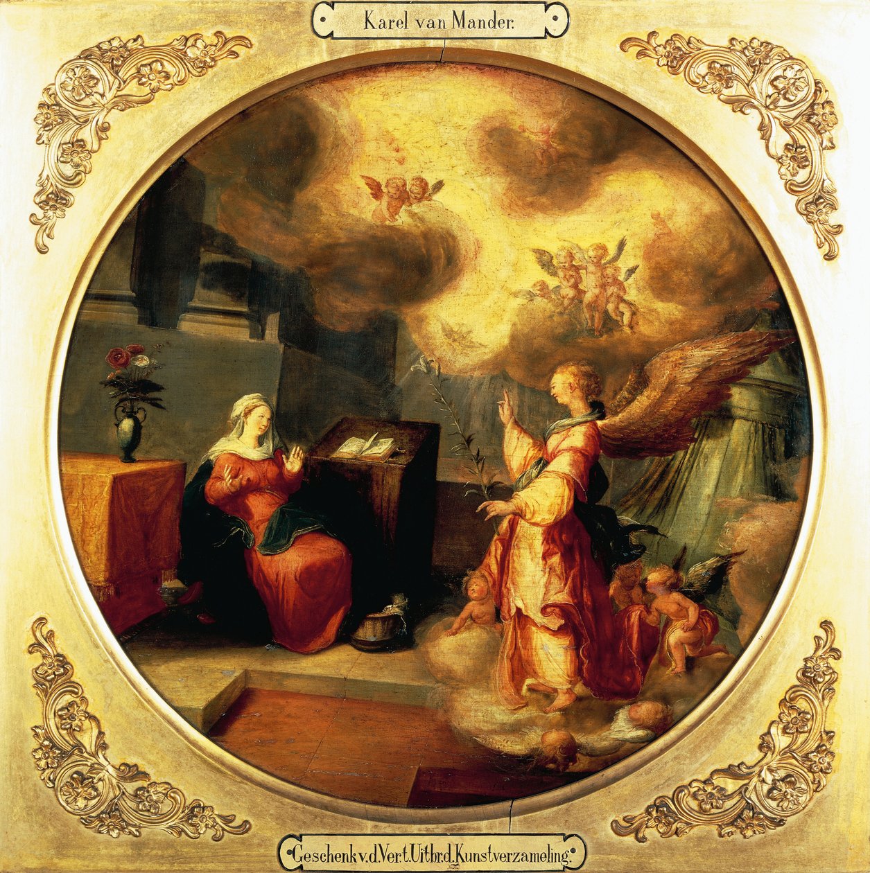Annunciation, av Karel van Mander I (1548-1606) av Karel Van Mander