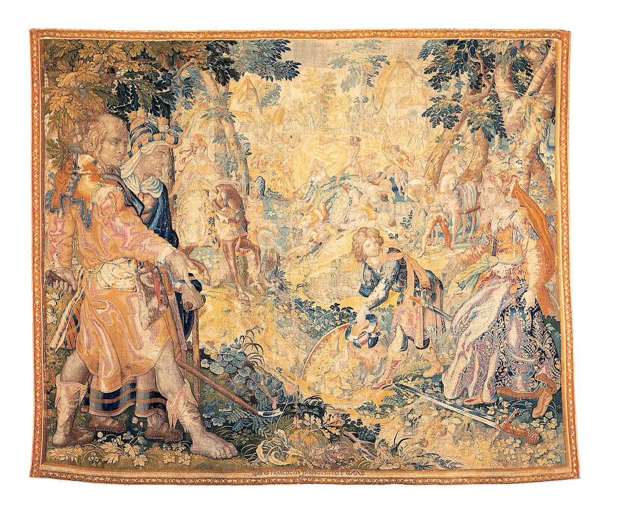 Delfts mytologiska gobeläng föreställande en scen från Orlando Furioso, av Franciscus Spierinckx av Karel Van Mander