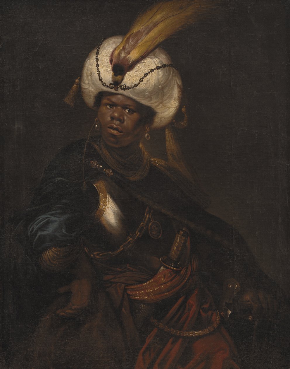 En man som bär en turban och rustning av Karel van III Mander