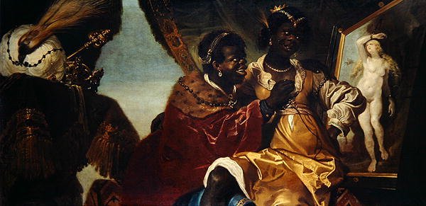 Hydaspes och Persina innan vid en målning av Andromeda (olja på duk) av Karel van III Mander