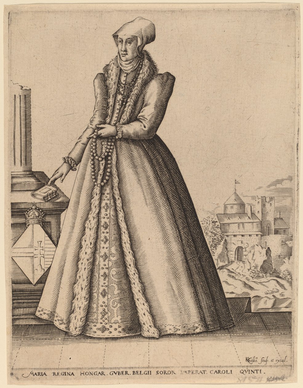 Maria, drottning av Ungern av Karel van Sichem after Christoffel