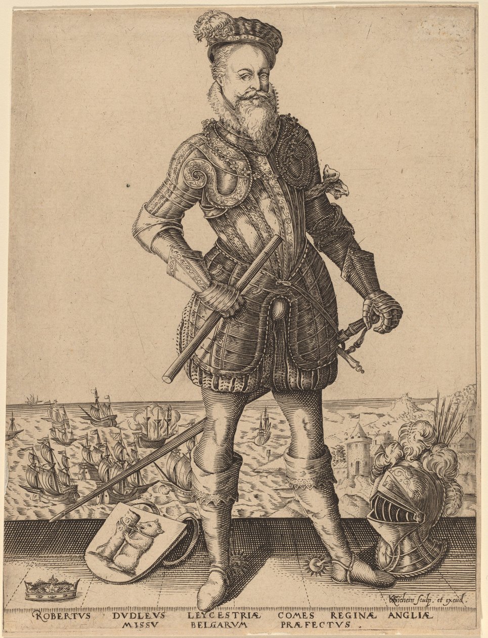 Robert Dudley, Earl of Leicester av Karel van Sichem after Christoffel