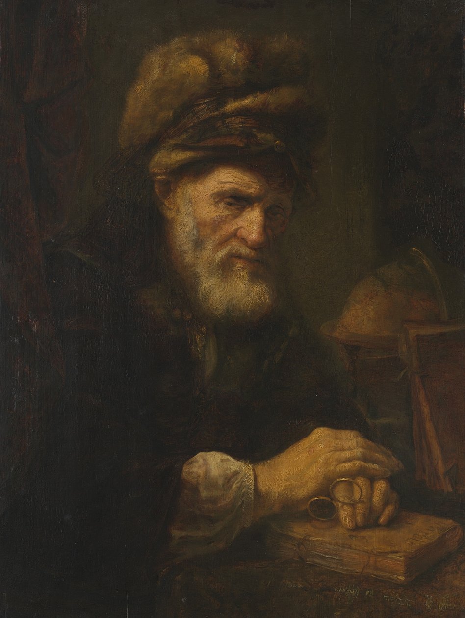 En gammal man i en pälsmössa, 1650-60 av Karel van der Pluym