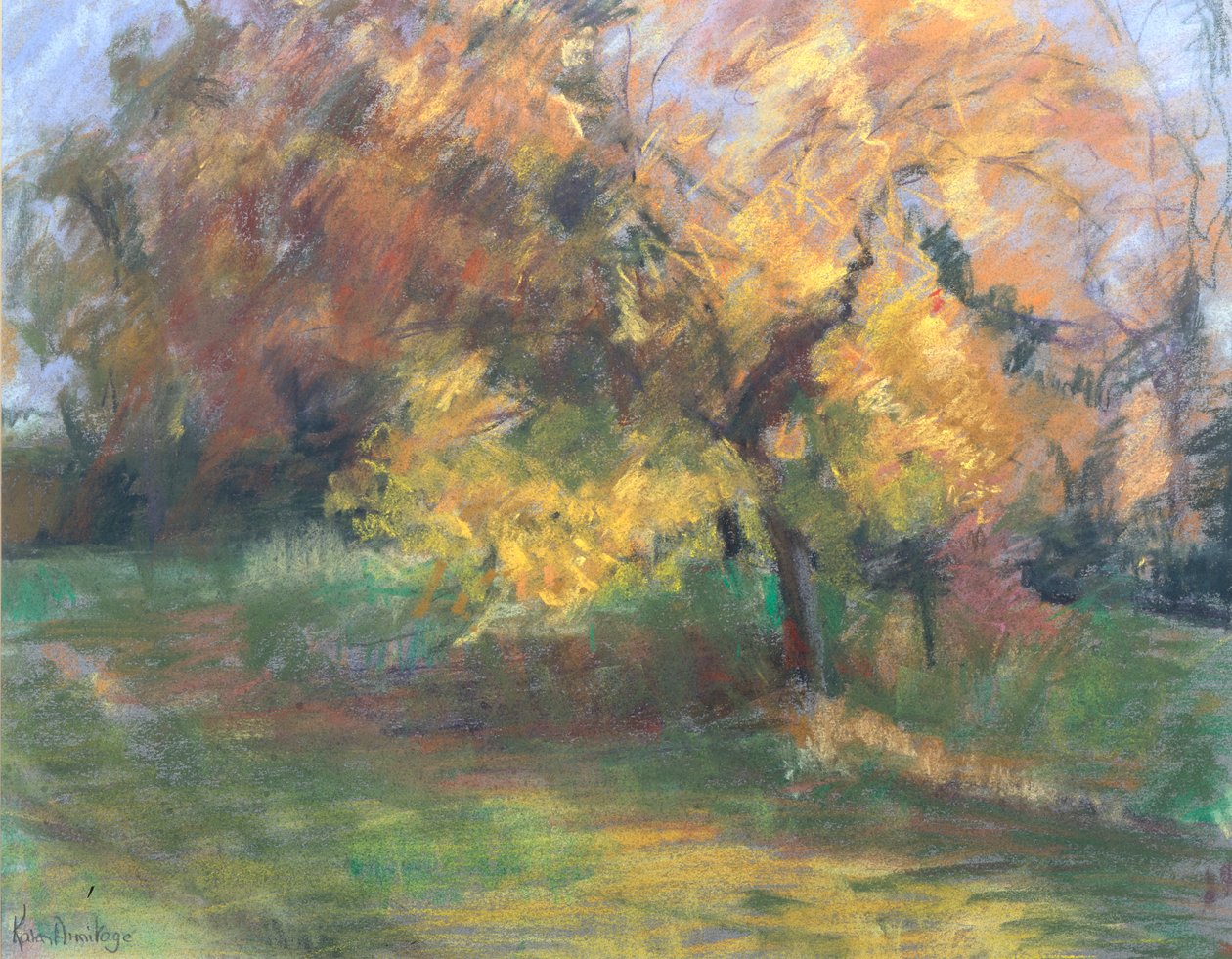 Autumn at May Banks, Sussex, 2000 (pastell på papper) av Karen Armitage