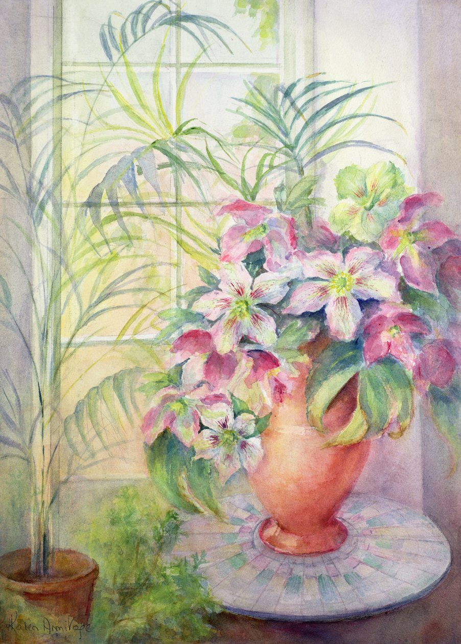 Hellebores på ett italienskt bord av Karen Armitage