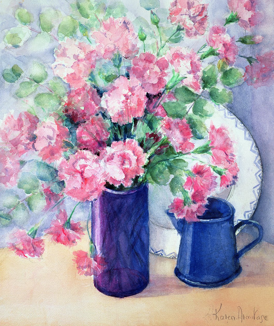 Provensalskt arrangemang av rosa och eukalyptus av Karen Armitage