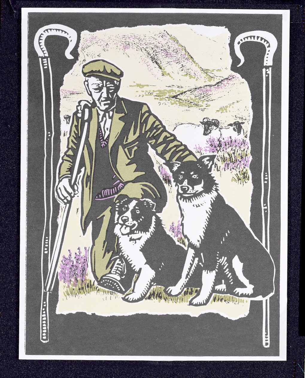 Shepherd Laddie o the Hills, 1997 (linosnitt på papper) av Karen Cater