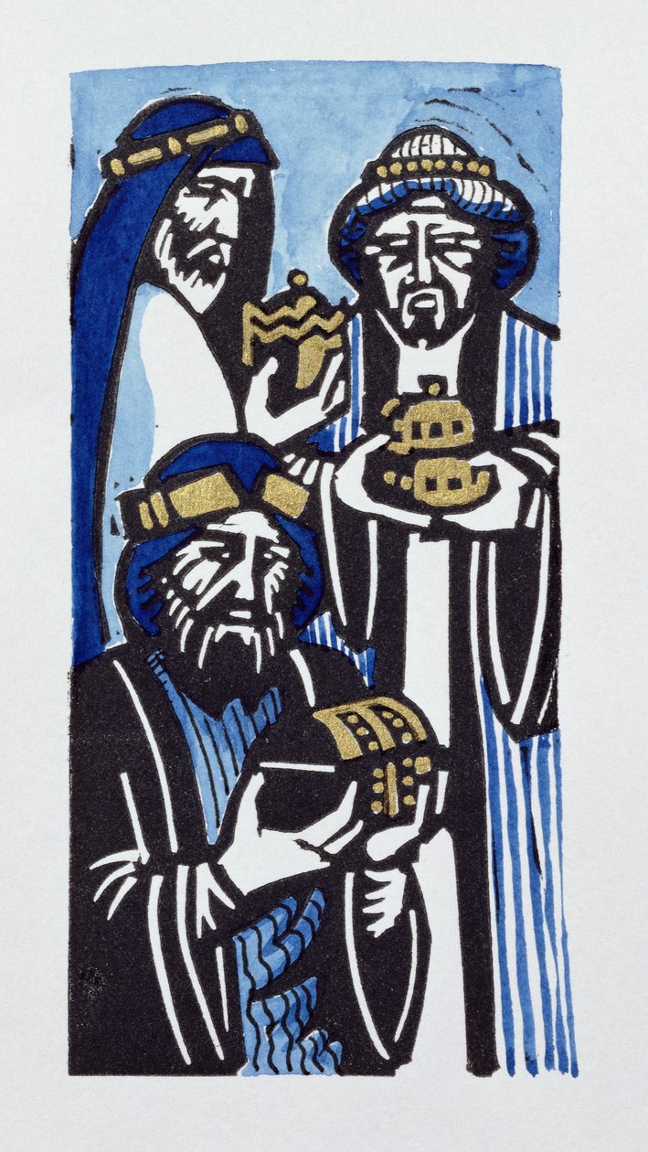 Three Kings, 1998 (linosnitt och wc på papper) av Karen Cater
