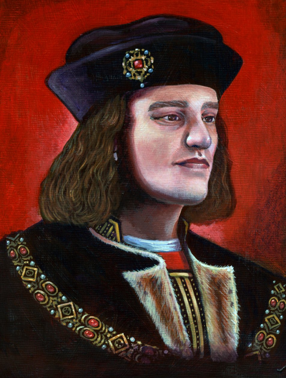 Samtida målning av kung Richard III 1452-1485, 2013 av Karen Humpage