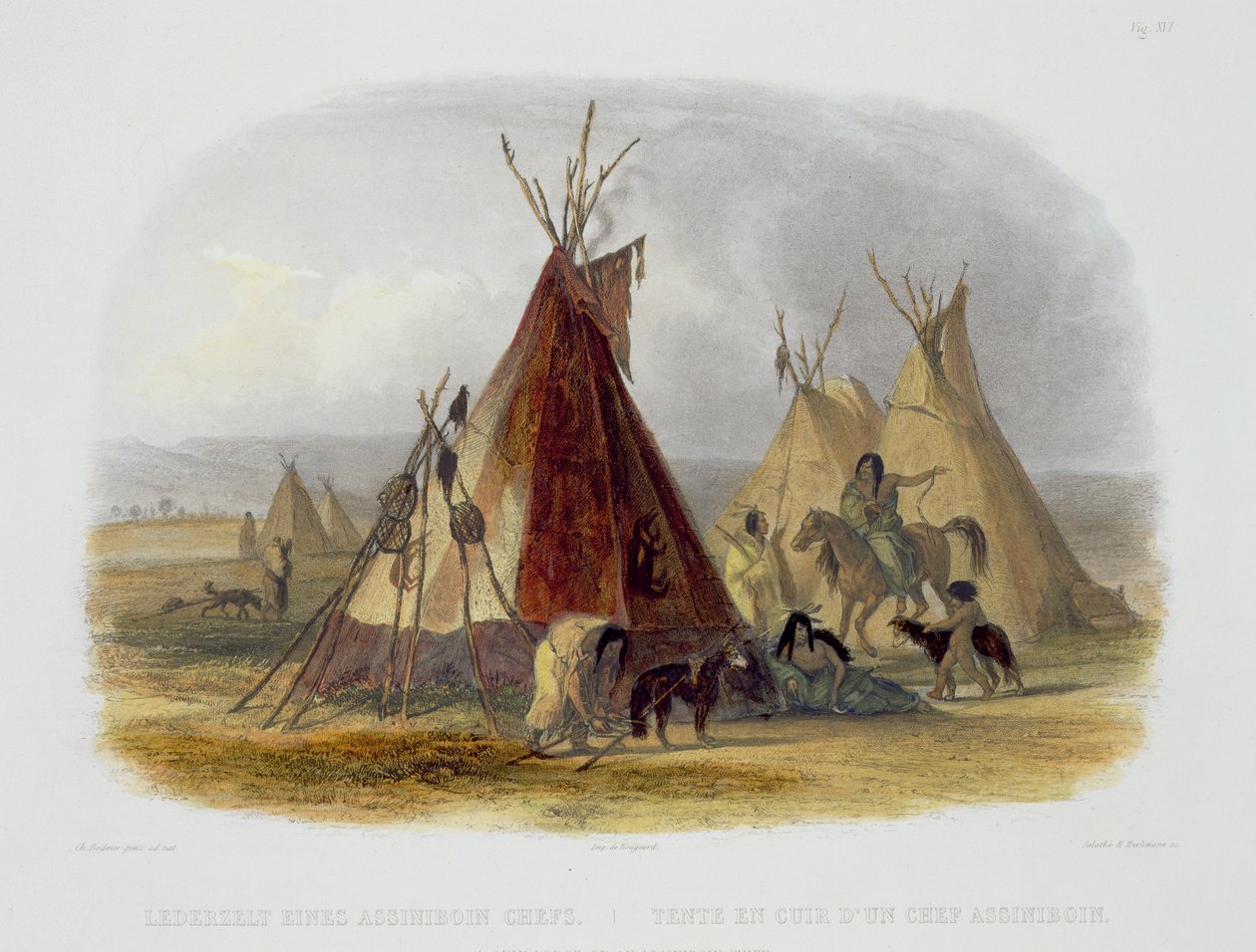 A Skin Lodge of an Assiniboin Chief, plåt 16 från volym 1 av 