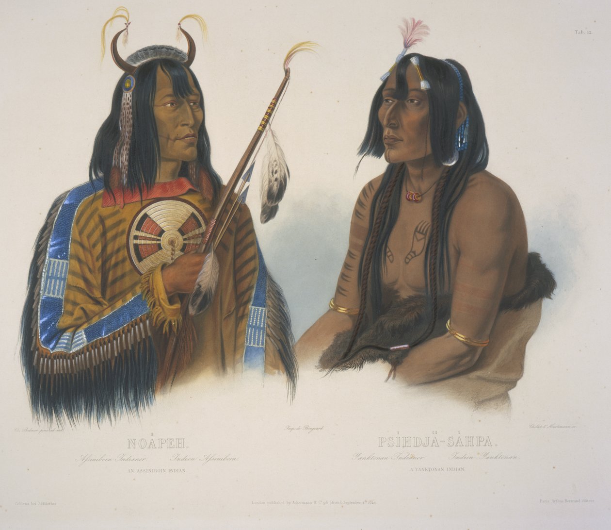 En assiniboinindian och en yanktonanindian av Karl Bodmer