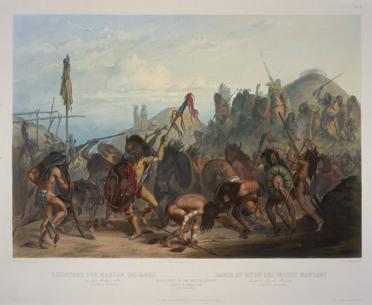 Bison Dance of the Mandan Indians framför deras medicinloge. av Karl Bodmer
