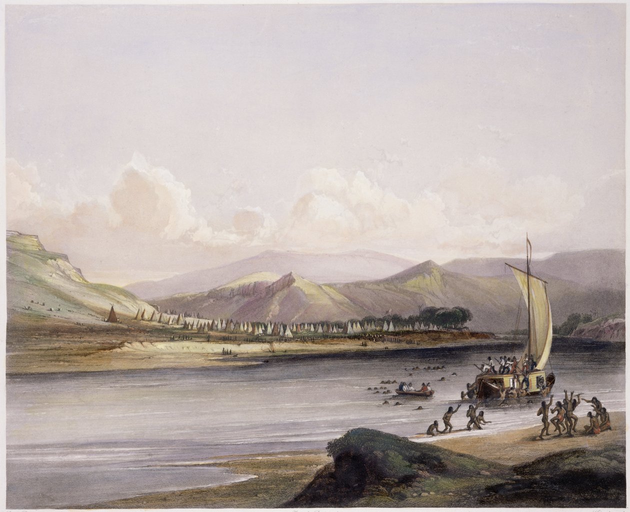 Camp of the Gros Ventres of the Prairies on the Upper Missouri, plåt 38 från volym 2 av 