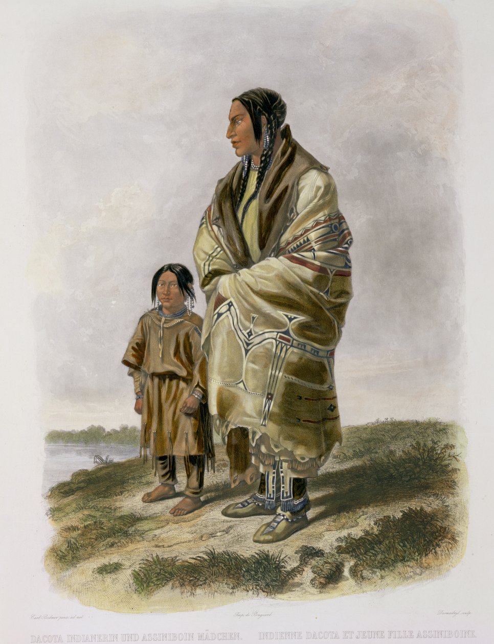 Dacota Woman and Assiniboin Girl, tallrik 9 från volym 2 av `Resor i det inre av Nordamerika