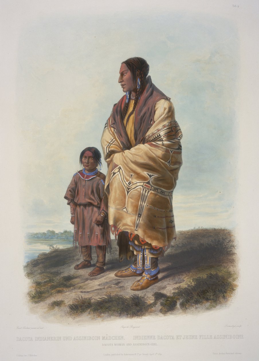 Dakota Woman och Assiniboin Girl av Karl Bodmer