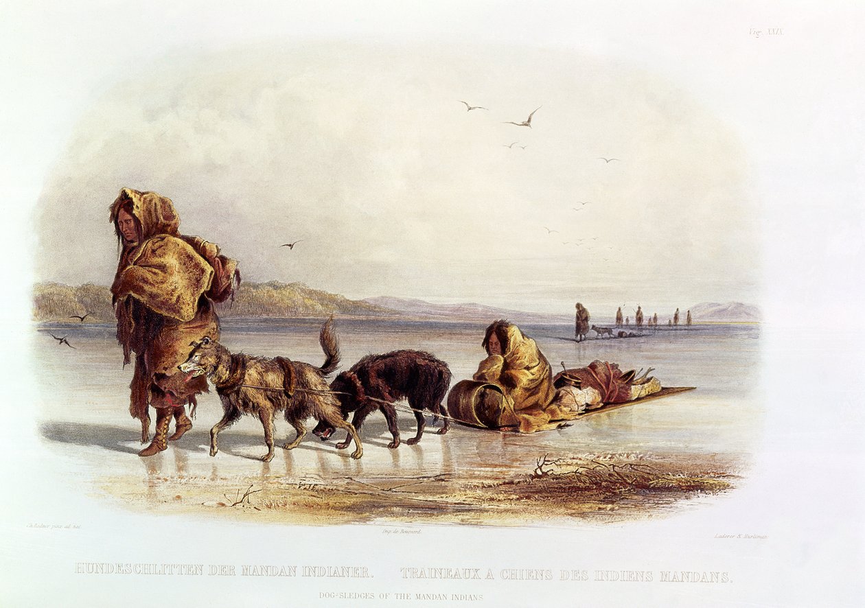 Mandanindianernas hundspann av Karl Bodmer