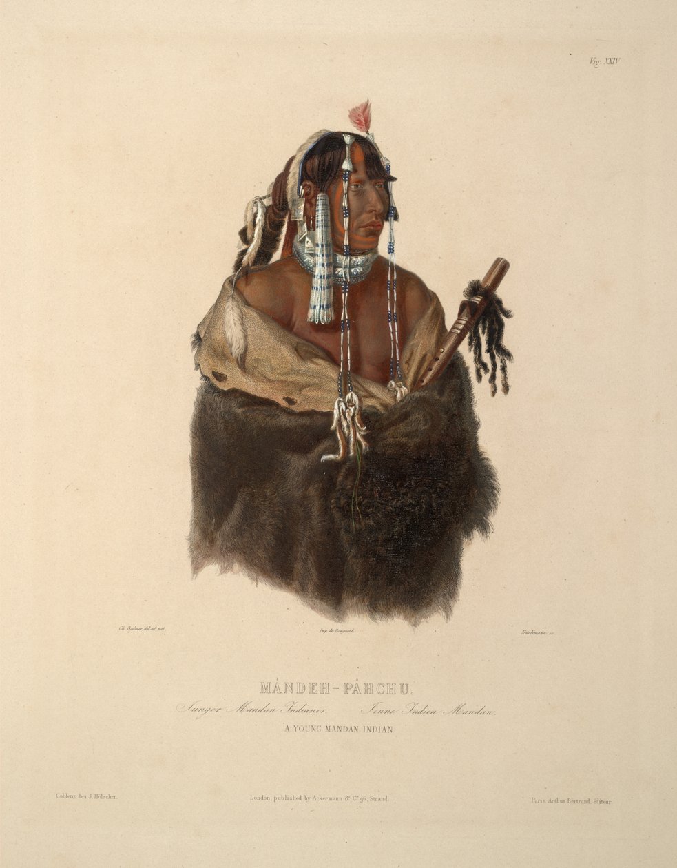 Mandeh-Pahchu En ung mandanindianare av Karl Bodmer