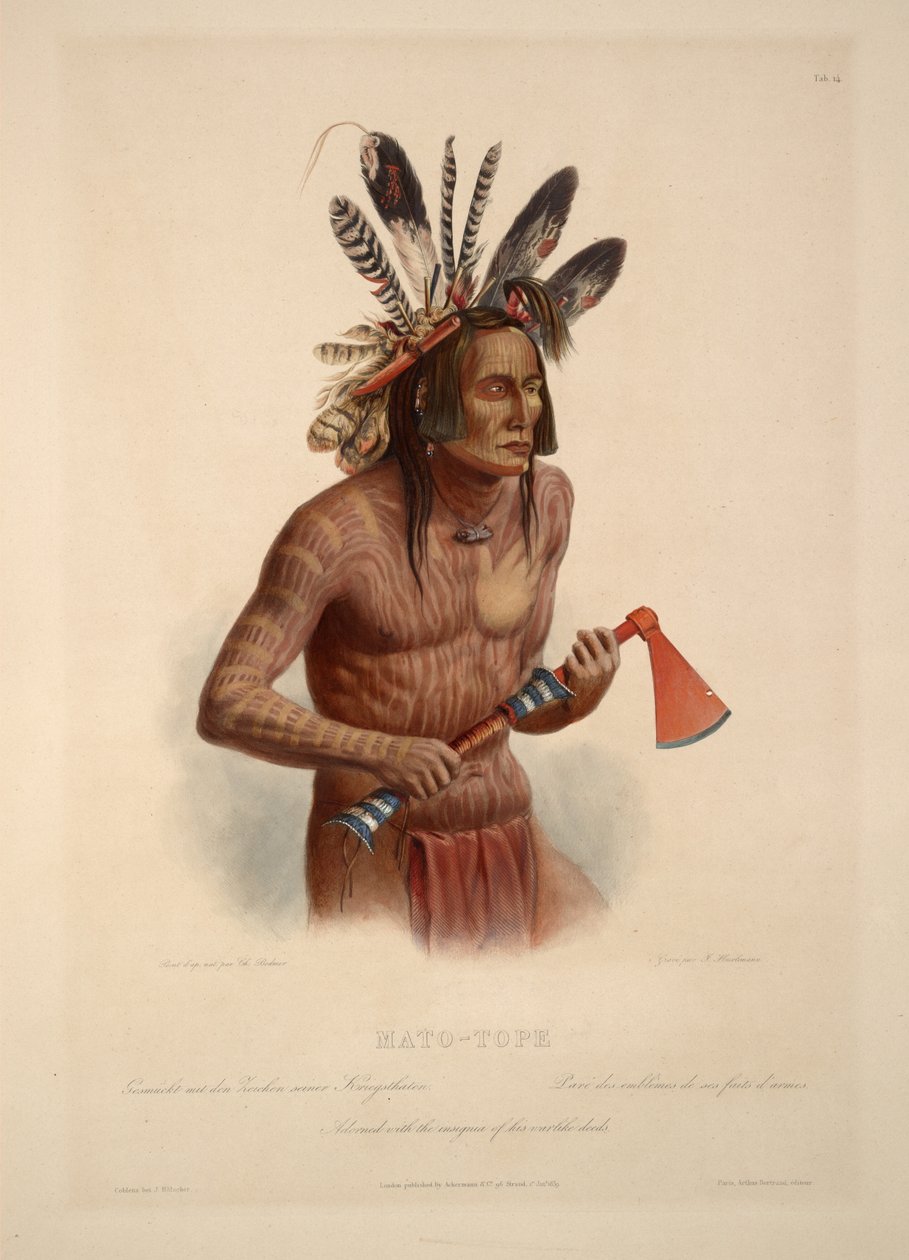 Mato-Tope adorned with the insignia of his warlike deeds av Karl Bodmer