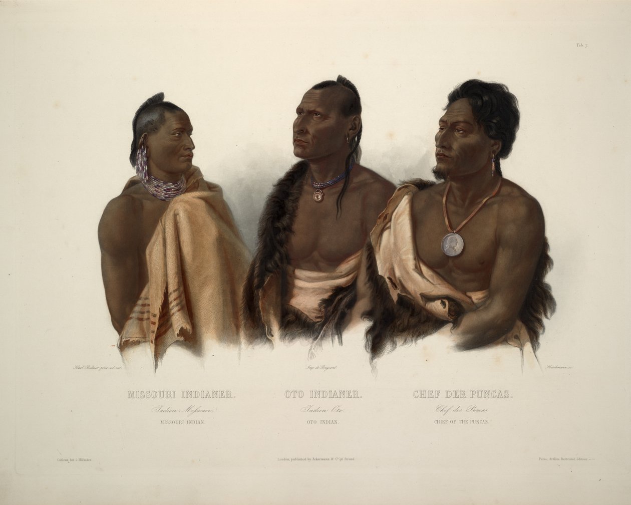 Missouri indian Oto indian and chief of the Puncas av Karl Bodmer