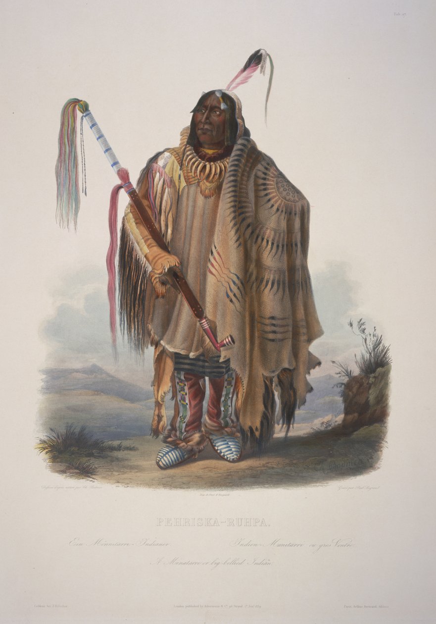 Pehriska-Ruhpa, en minatarree eller stormagad indian av Karl Bodmer