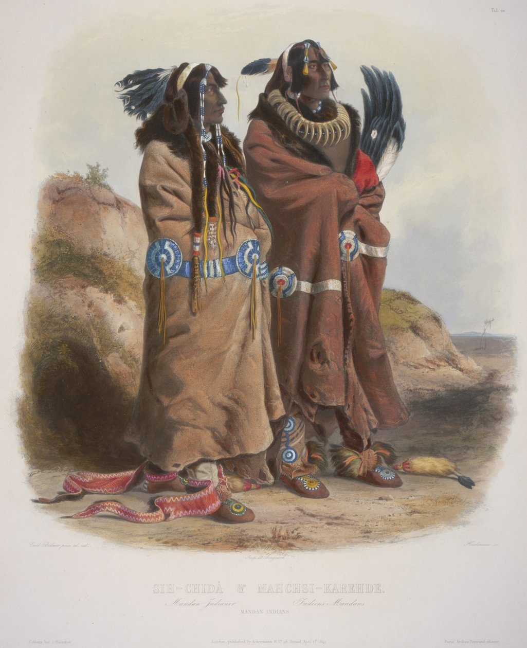 Sih-Chida och Mahchsi-Karehde, mandanindianer av Karl Bodmer