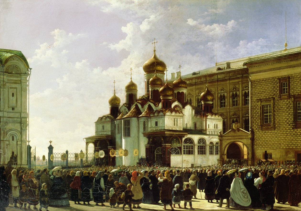 Påskprocession vid Maria Annunciation Cathedral i Moskva, 1860 av Karl Fridrikh Petrovich Bodri