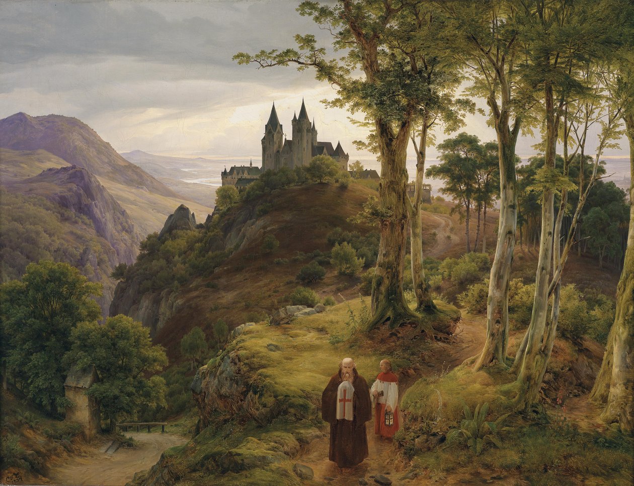 Romantische Landschaft mit Klosteranlage av Carl Friedrich Lessing