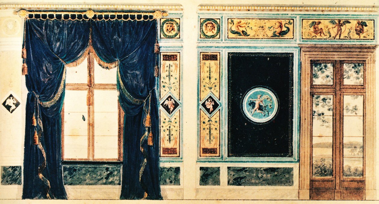 Schinkels ritning för södra rummet i Casino Klein-Glienicke, 1824 av Karl Friedrich Schinkel