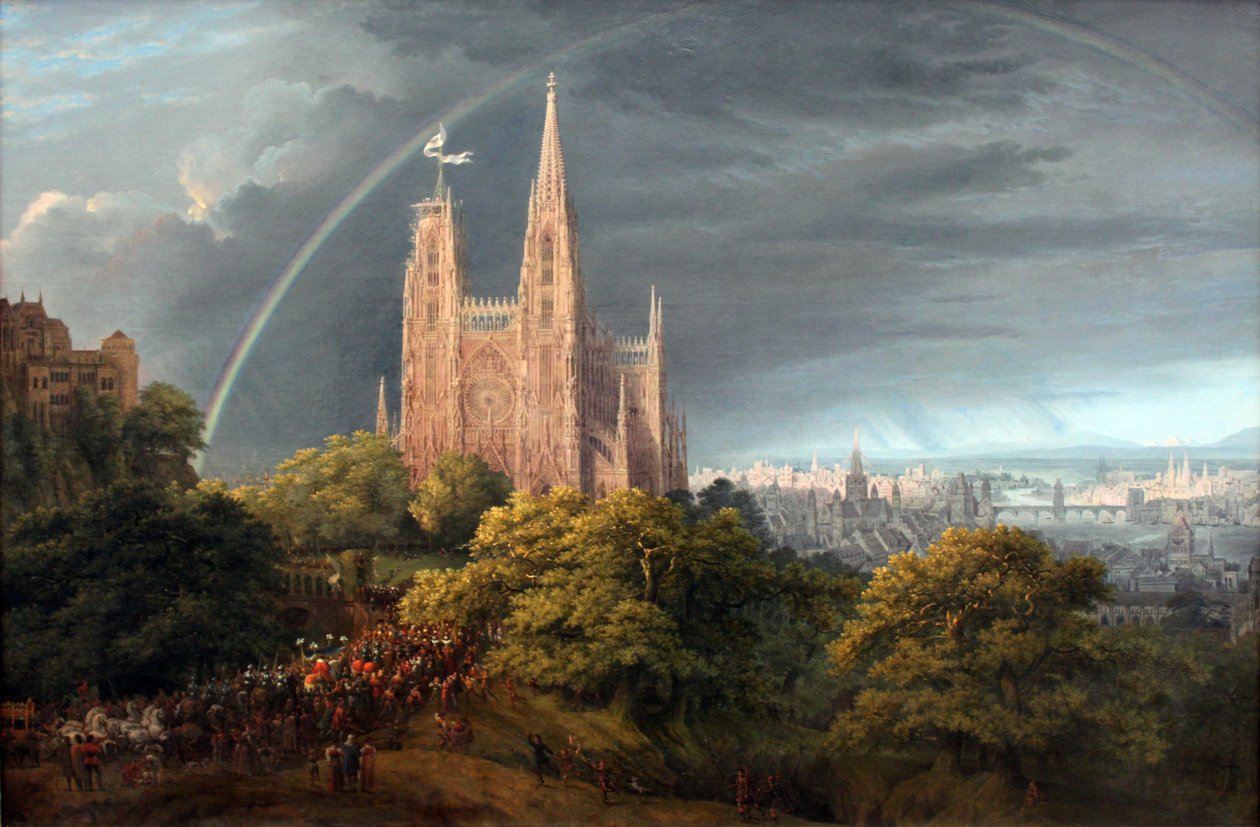 Medeltida stad vid en flod av Karl Friedrich Schinkel
