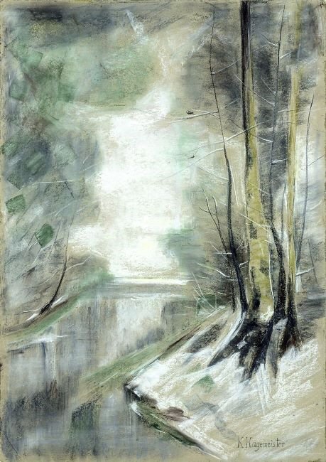 Verschneite Flusslandschaft av Karl Hagemeister