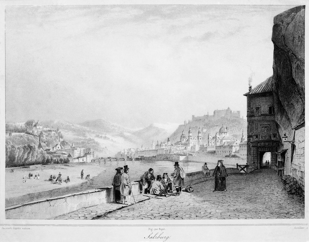 Salzburg, graverad av Bayot och Cuvilier, 1840 av Karl Johann Billmark