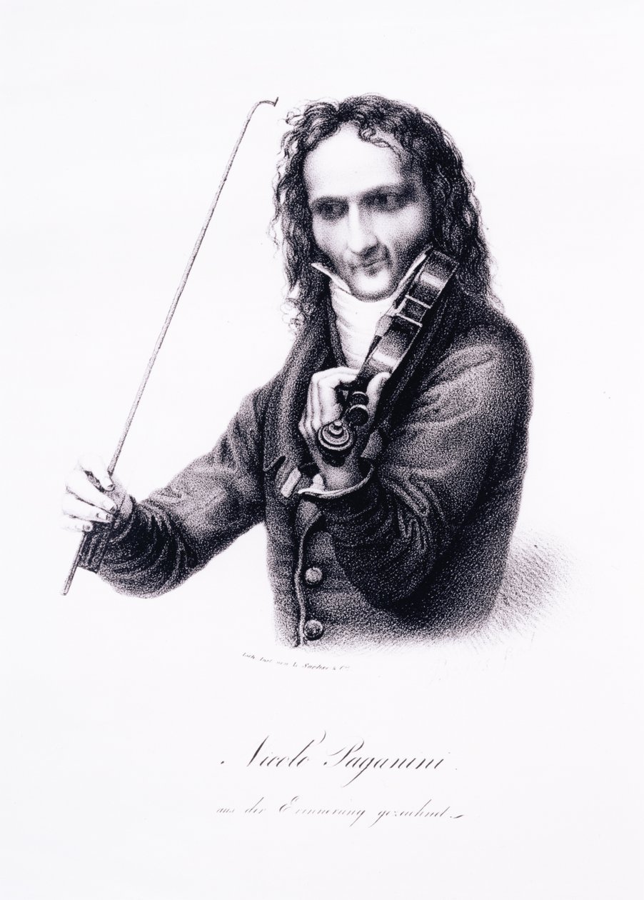 Porträtt av Niccolo Paganini, italiensk violinist av Karl Joseph Begas
