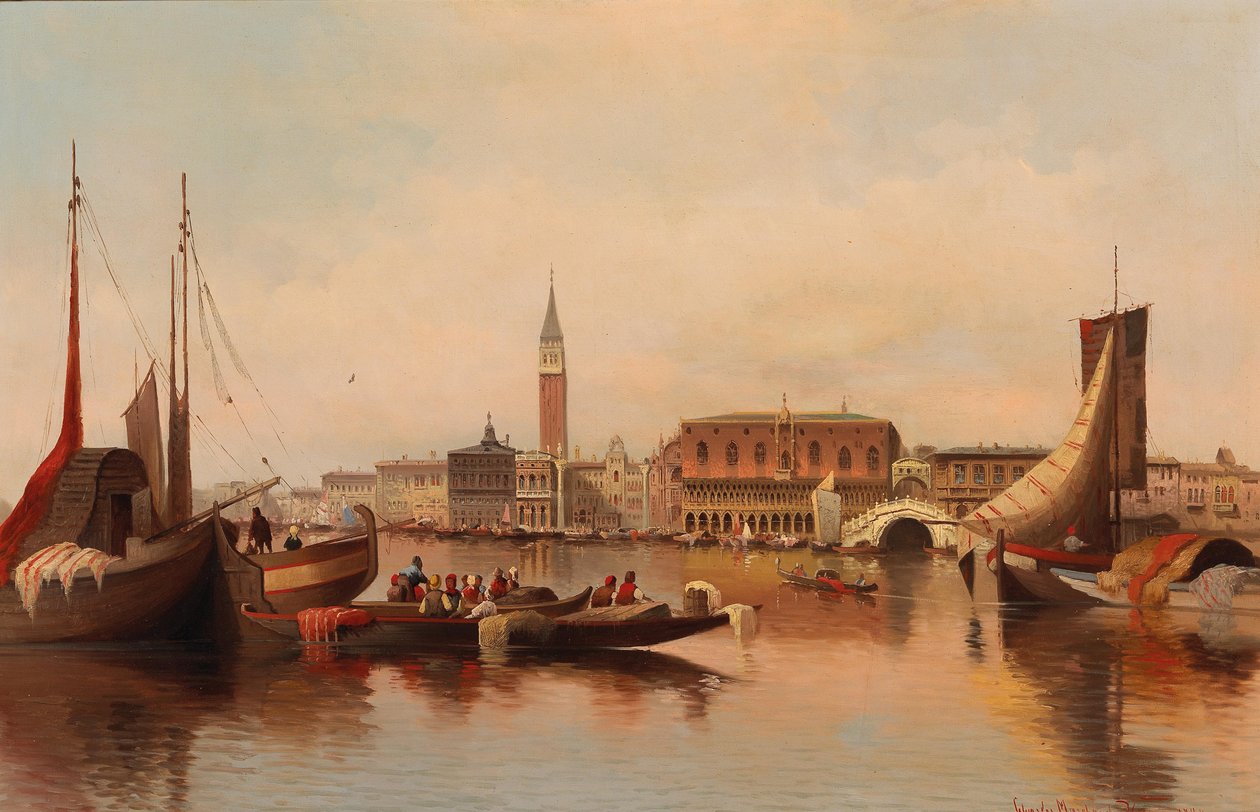 Venetian Scene with View of St Marks Square av Karl Kaufmann