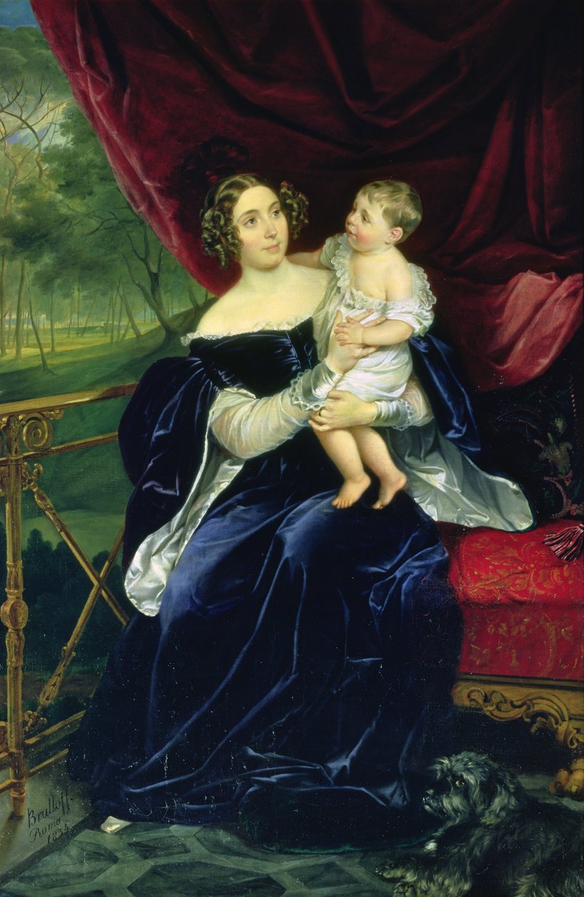 Grevinnan Olga Ivanovna Orlov-Davydov med sin dotter, 1834 av Karl Pavlovich Bryullov