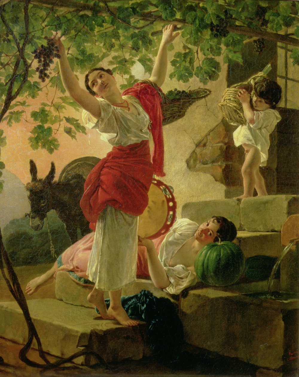 Flicka som samlar druvor nära Neapel, 1827 av Karl Pavlovich Bryullov