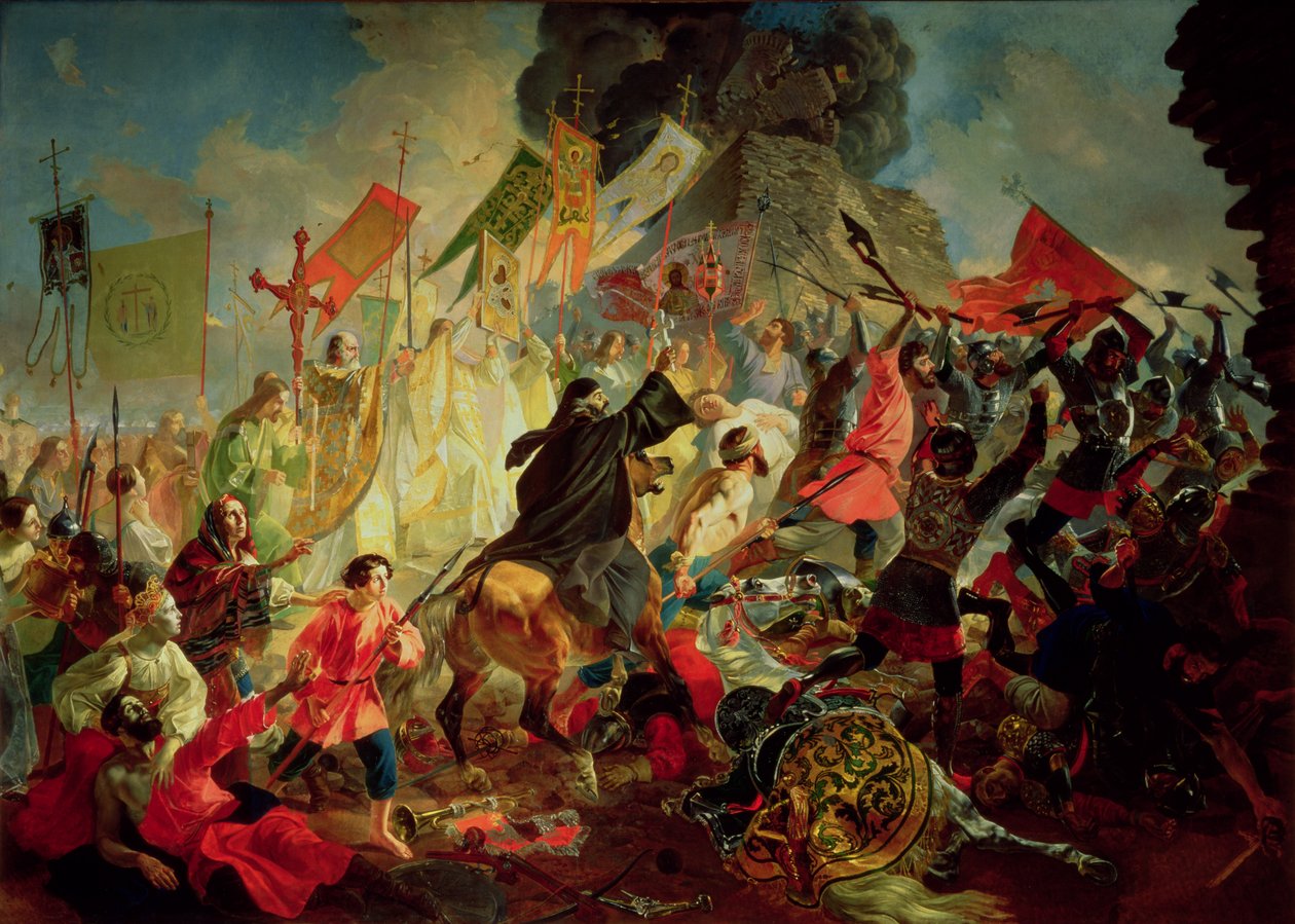 Kung Stephan IV Batory belägrade Pskov 1581 av Karl Pavlovich Bryullov