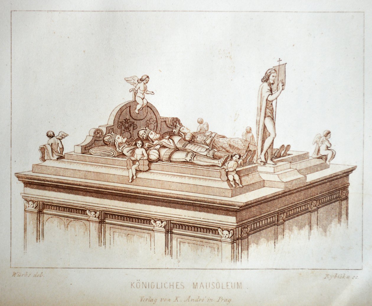 Illustration från boken Der Dom zu Prag från 1858, som skildrar kungarnas gravar i kyrkan St. Välkommen av Karl Wurbs