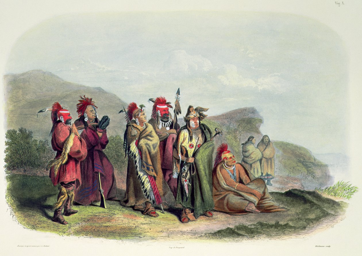 Saukie och Fox-indianerna, plansch 20 från volym 1 av "Travels in the Interior of North America av Karl (after) Bodmer