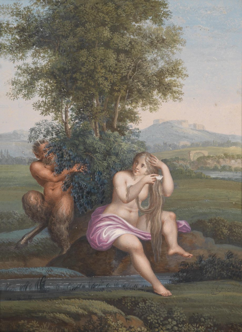 Bäcknymf och faun av Karl Agricola