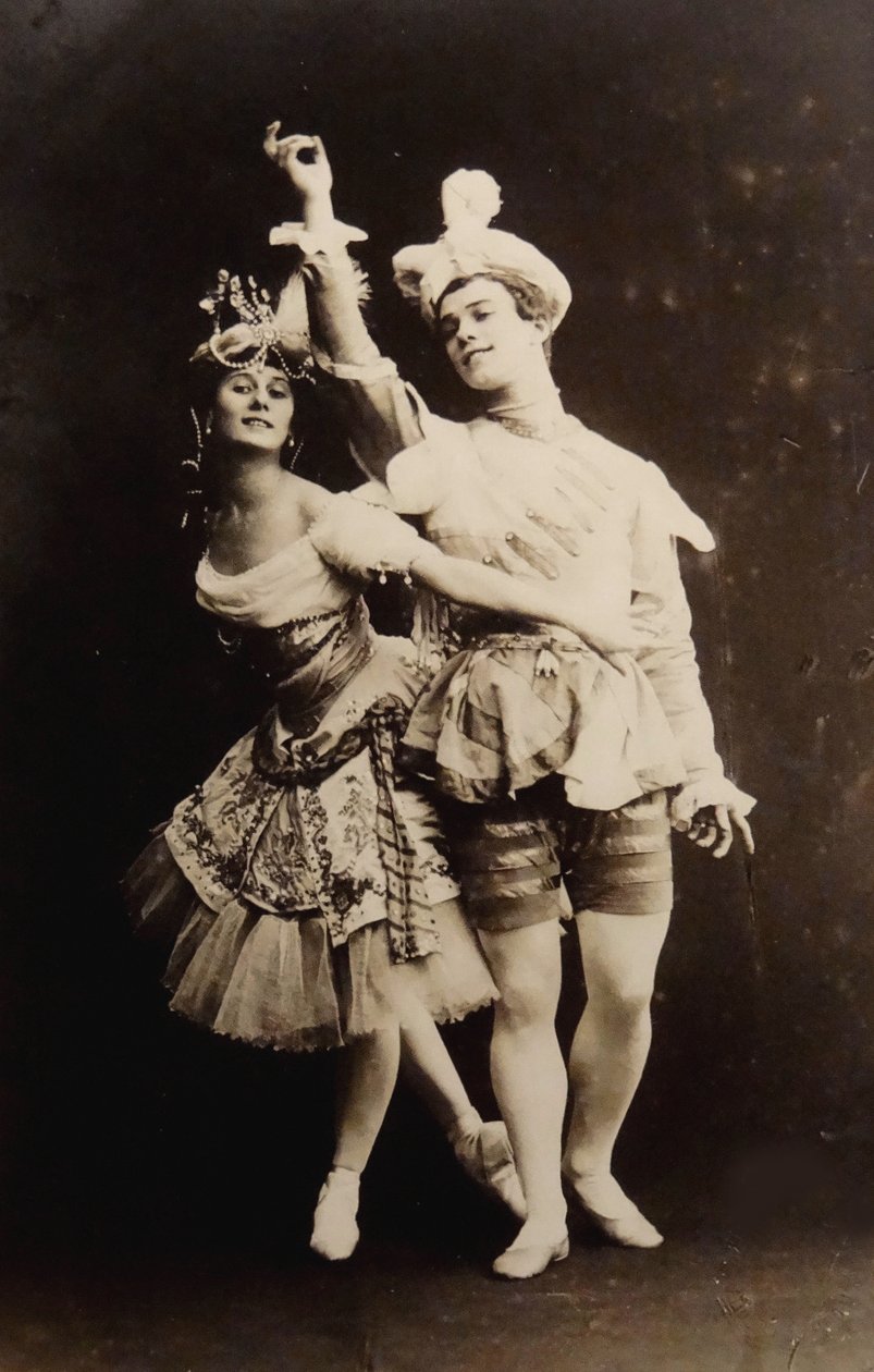 Anna Pavlova och Vaslav Nijinsky i balett Le Pavillon dArmide av Nikolai Tcherepnin, 1907 av Karl August Fischer