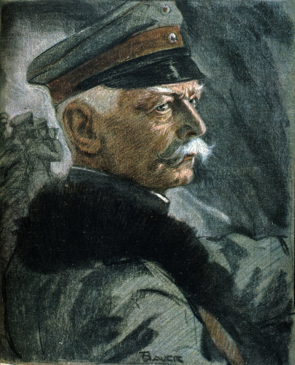 Första världskriget: Porträtt av den tyske soldaten Erich von Falkenhayn (1861-1922). Illustration av Karl Bauer (1868-1942) av Karl Bauer