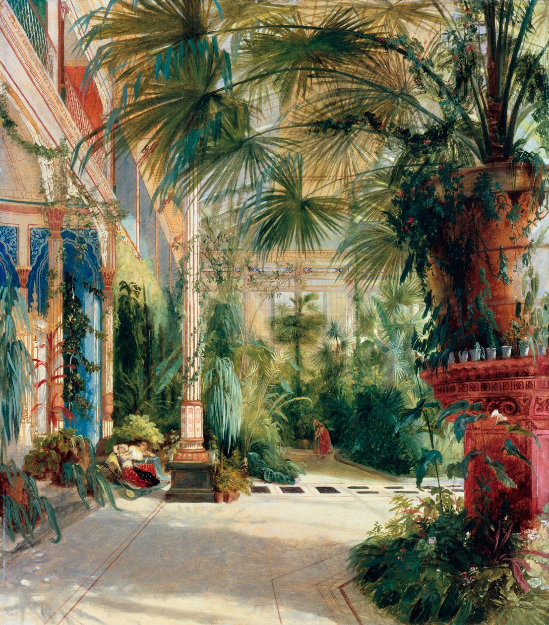 "" Serre a palmiers "" (Palmhusets interiör) Peinture de Carl Blechen (1798-1840) Olja på papper 1832-1833 Dim 64x56 cm Staatliche Museen, Berlin av Carl Blechen
