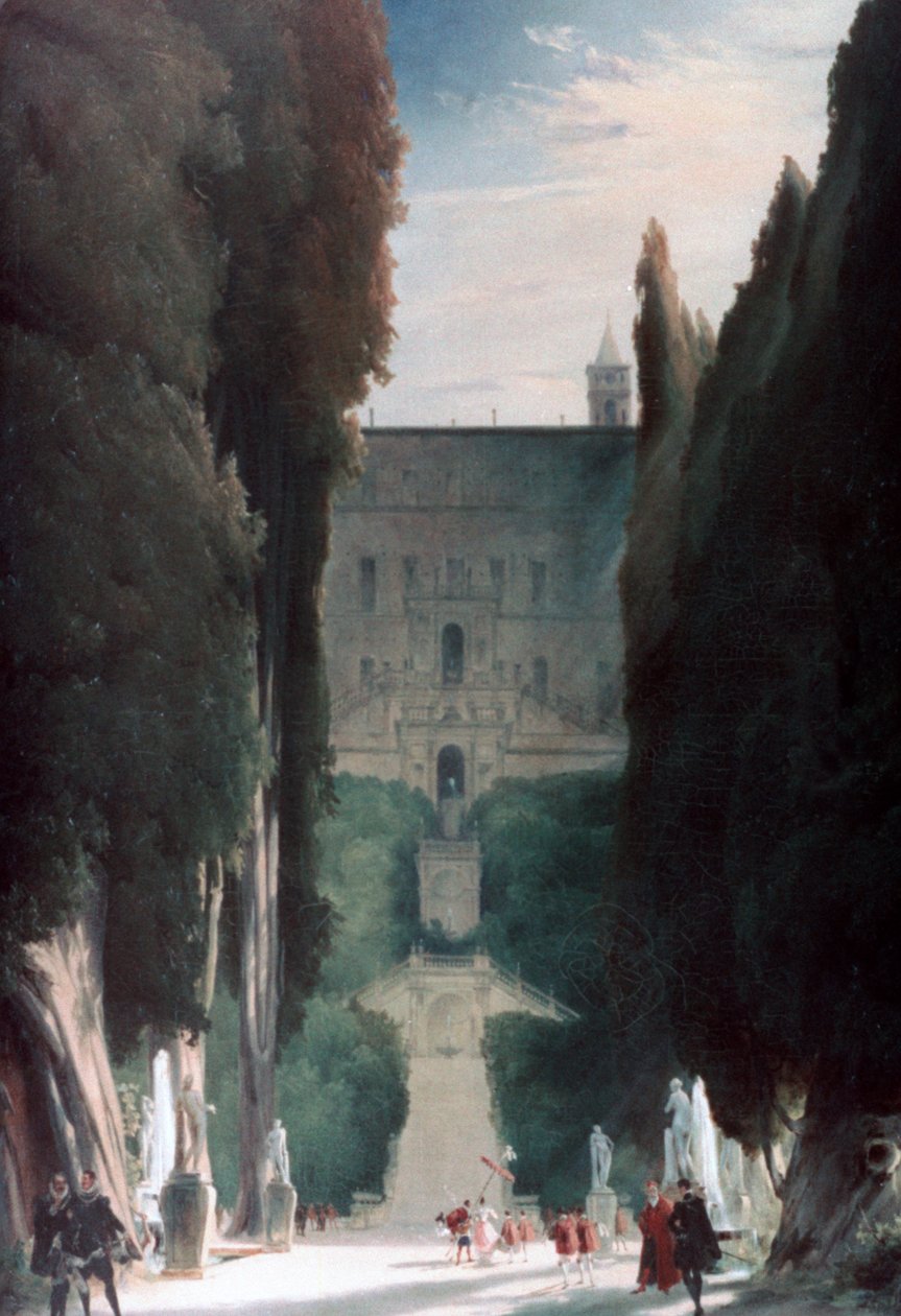 The Garden of the Villa dEste, 1830 av Carl Blechen