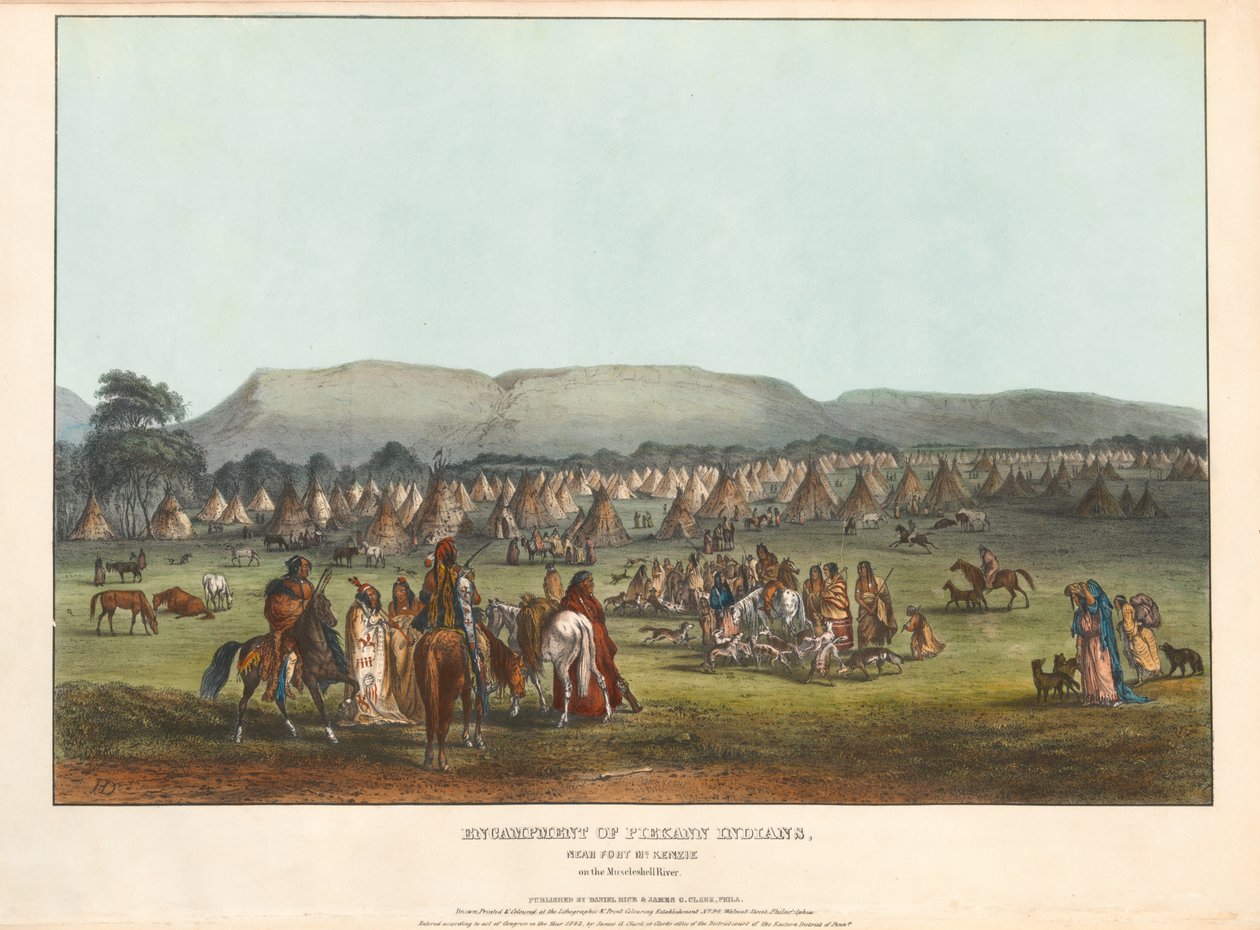 Pieganindianernas läger av Karl Bodmer