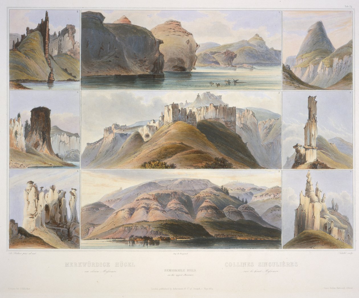 Anmärkningsvärda kullar i övre Missouri av Karl Bodmer