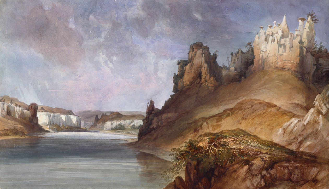 Utsikt över stenmurarna på Upper Missouri av Karl Bodmer