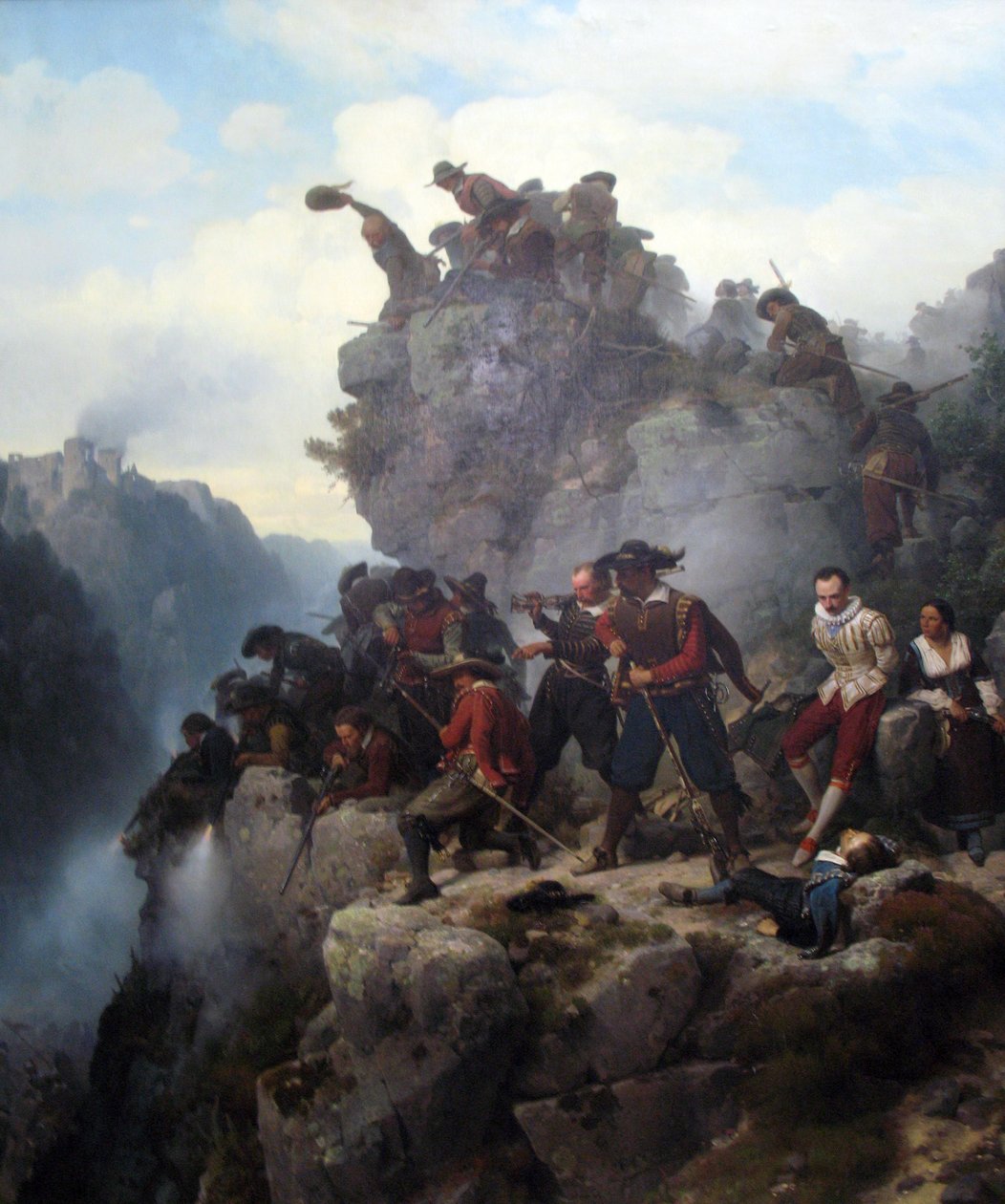 Gevärsmän som försvarar ett pass av Carl Friedrich Lessing
